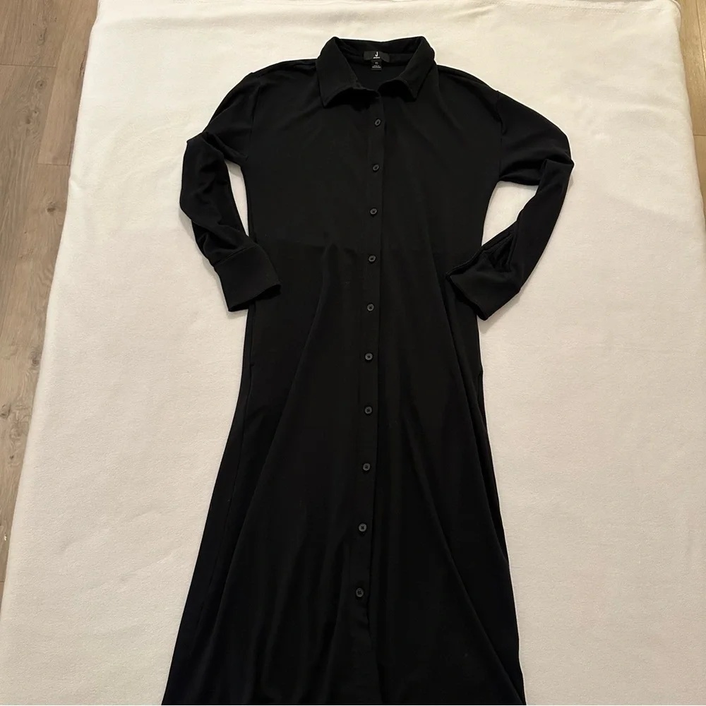 Jason Wu Long Black Button-Down Collared Shirt Dress Women’s XS Maxi Long Sleeve